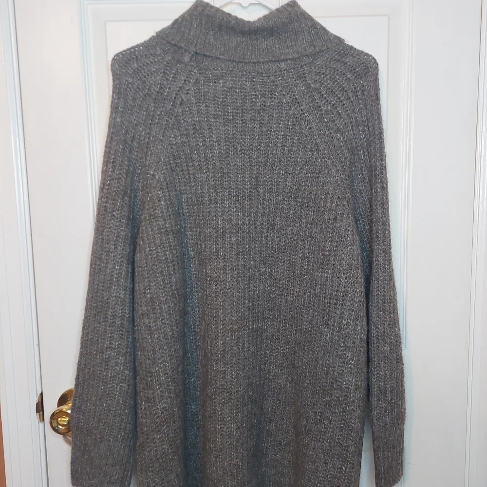 Old Navy Grey Cowl Neck Chunky Knit Soft Wool Blend Pullover Sweater Sz 2X - Picture 2 of 9
